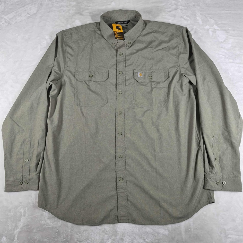 Carhartt Force Relaxed Fit Lightweight Long Sleeve Shirt Men's 2XLT Green NWT